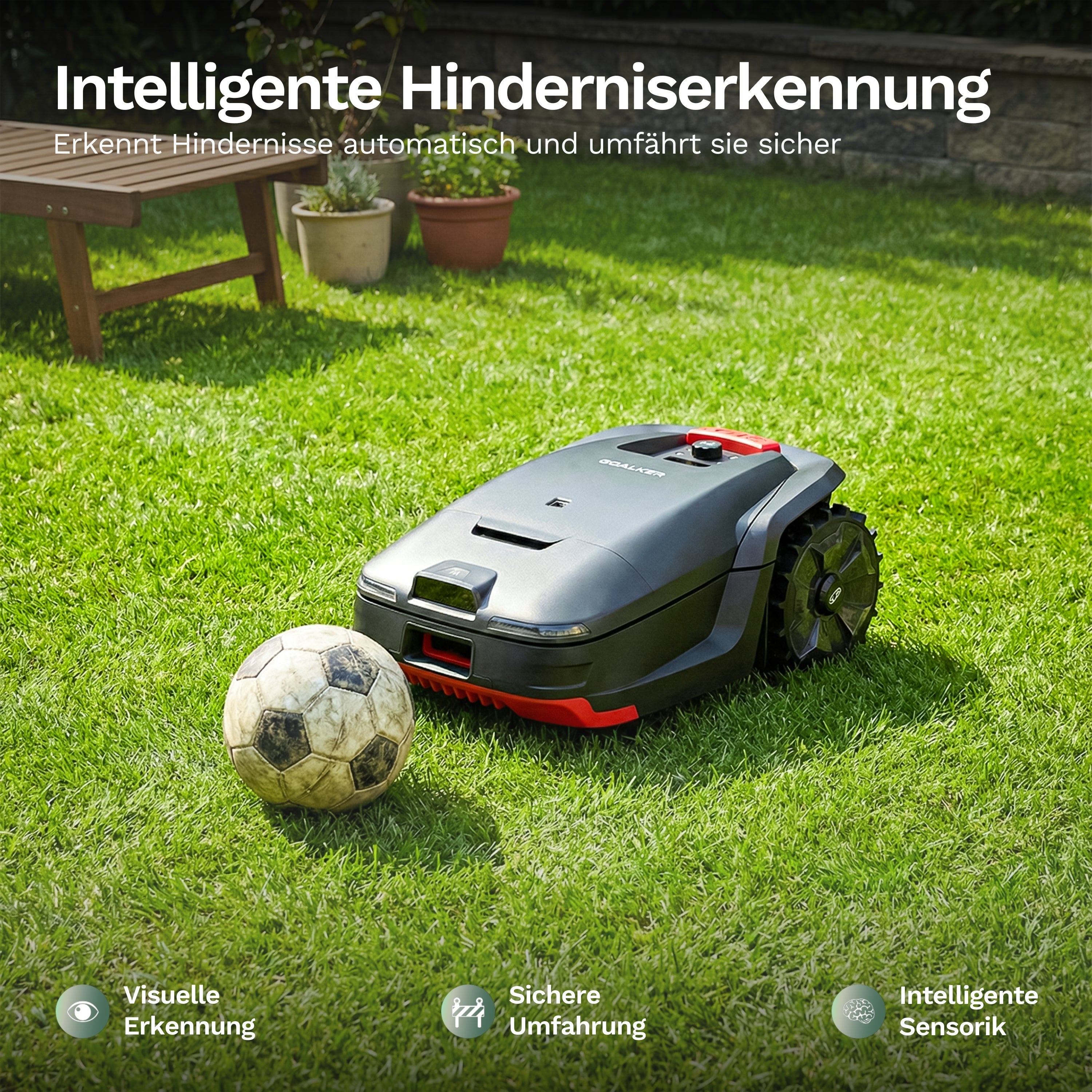 Intelligente Hinderniserkennung: erkennt Objekte und umfährt sie sicher