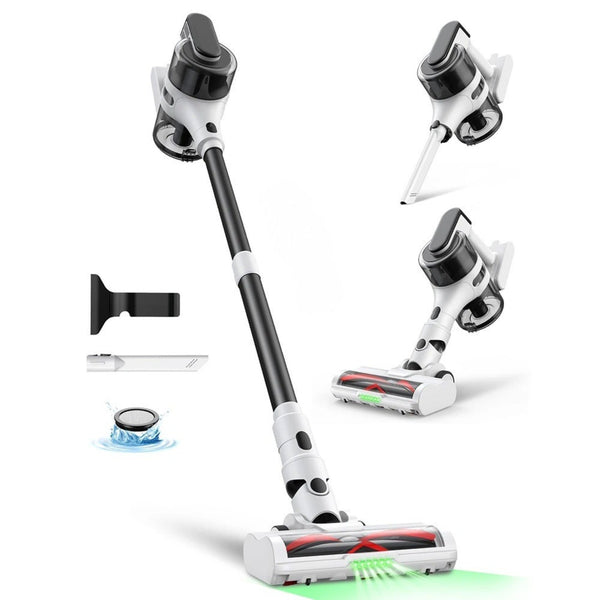 Kabelloser 2-in-1 Akku-Staubsauger mit Wandhalterung, LED-Bodendüse und Zubehör für flexible Reinigung im Haushalt