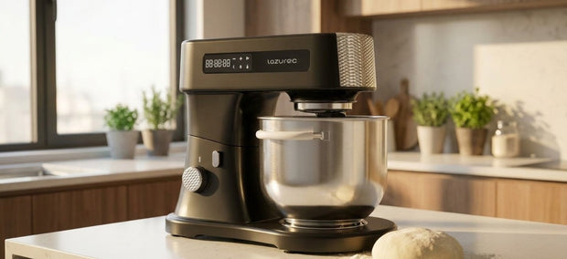 Lazurec Bakara Mix ONE Küchenmaschine mit Edelstahlschüssel auf der Arbeitsplatte in einer modernen Küche