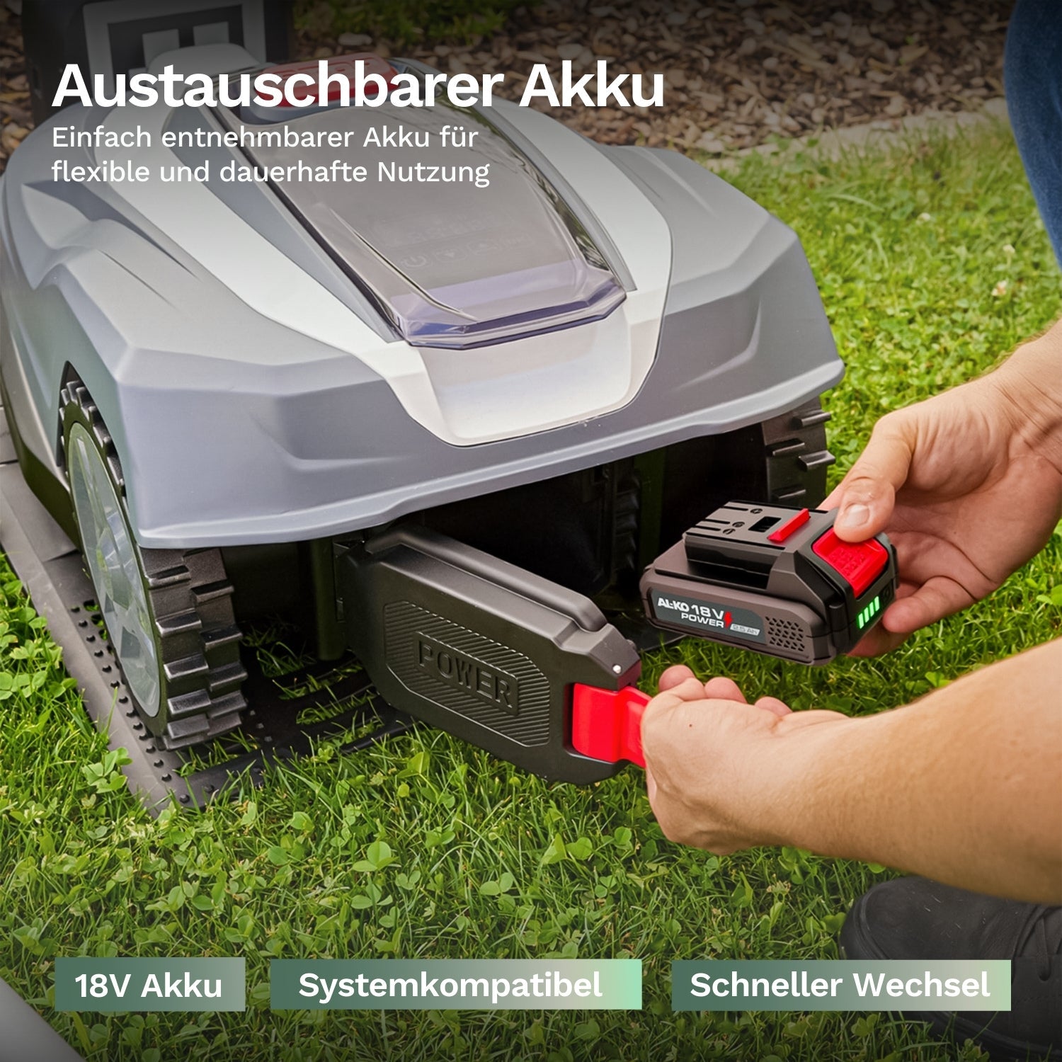 Austauschbarer Akku – für maximale Flexibilität, lange Laufzeit und schnellen, unkomplizierten Wechsel