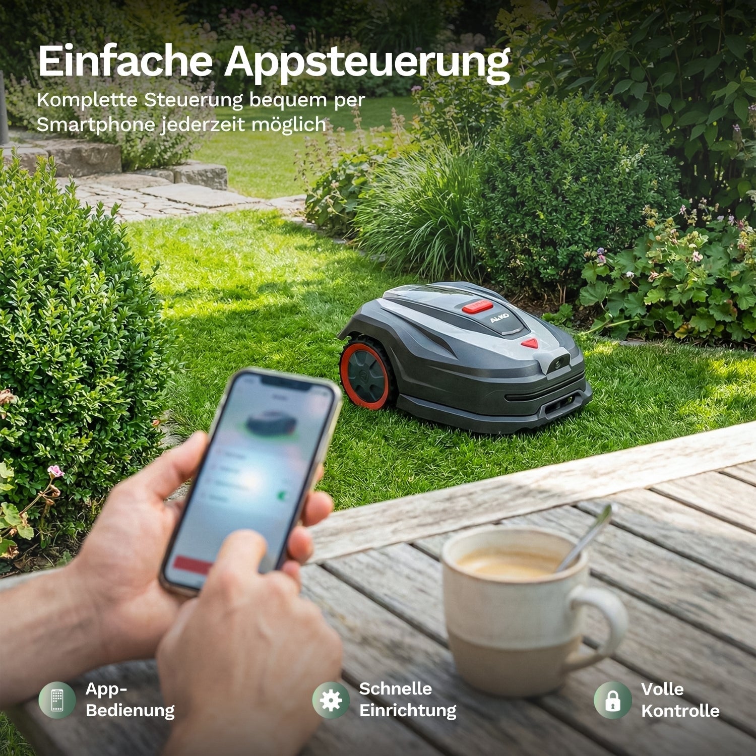 Einfache App-Steuerung: volle Kontrolle über den Mähroboter bequem per Smartphone