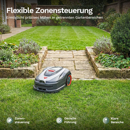 Flexible Zonensteuerung – mäht gezielt verschiedene Gartenbereiche für ein gleichmäßiges und präzises Ergebnis