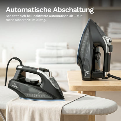 Automatische Abschaltung des MOOSOO Dampfbügeleisens für mehr Sicherheit im Alltag bei Inaktivität.