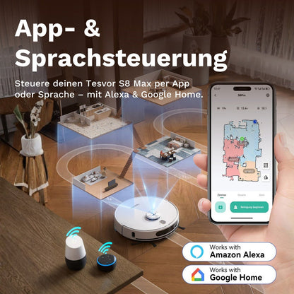 Tesvor S8 Max - Saug und Wischroboter mit automatischer Staubbox-Reinigung (Upgraded Version)