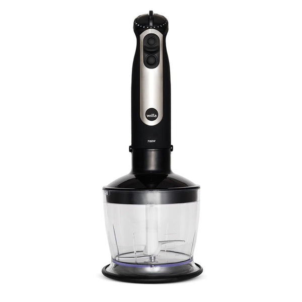 Wilfa Essential Stabmixer mit Zerkleinerer-Becher, schwarz-silberne Basis